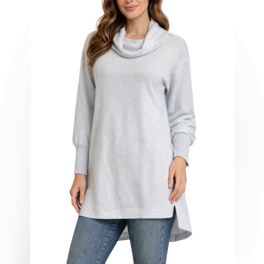 Maeve Anthropologie Light Blue Cowl Neck Tunic Sweater Hi-Low XS - Picture 1 of 12